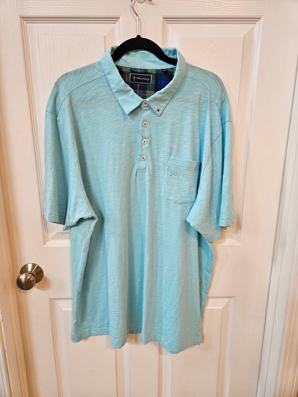 William Murray Men’s XL Aqua Slub Polo Shirt Pocket Golf Casual Preppy